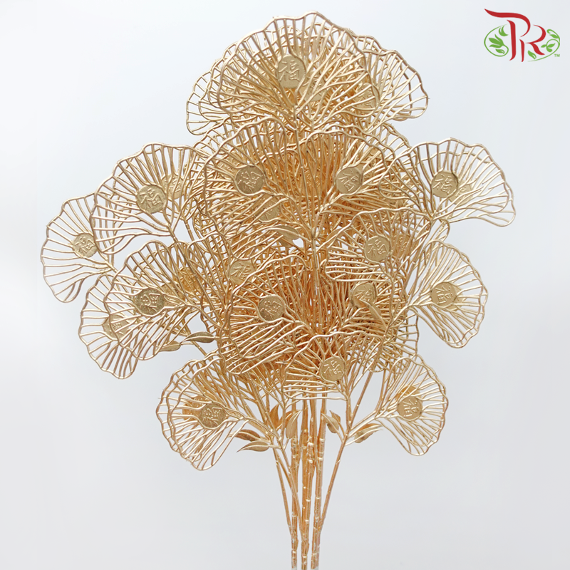 CNY Artificial Gold Leaf - Fu (福) Leaf (5 Units)-China-prflorist.com.my