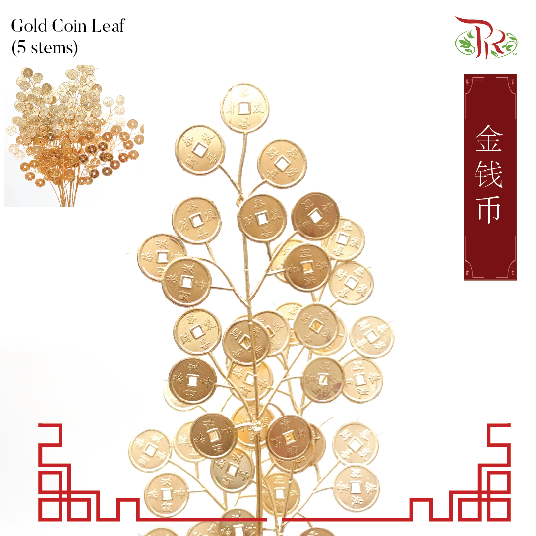 CNY Gold Leaf - Coin Leaf (5 Stems)-China-prflorist.com.my