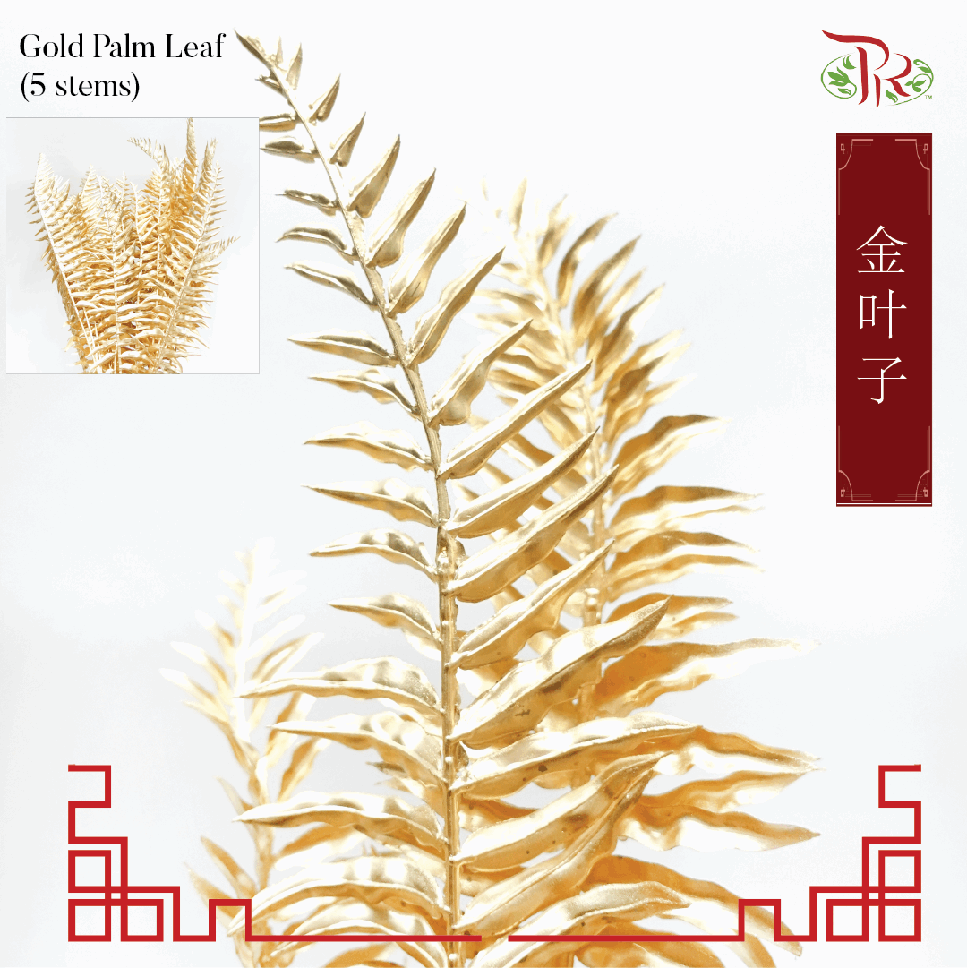 CNY Gold Leaf - Gold Palm Leaf (5 Stems)-China-prflorist.com.my