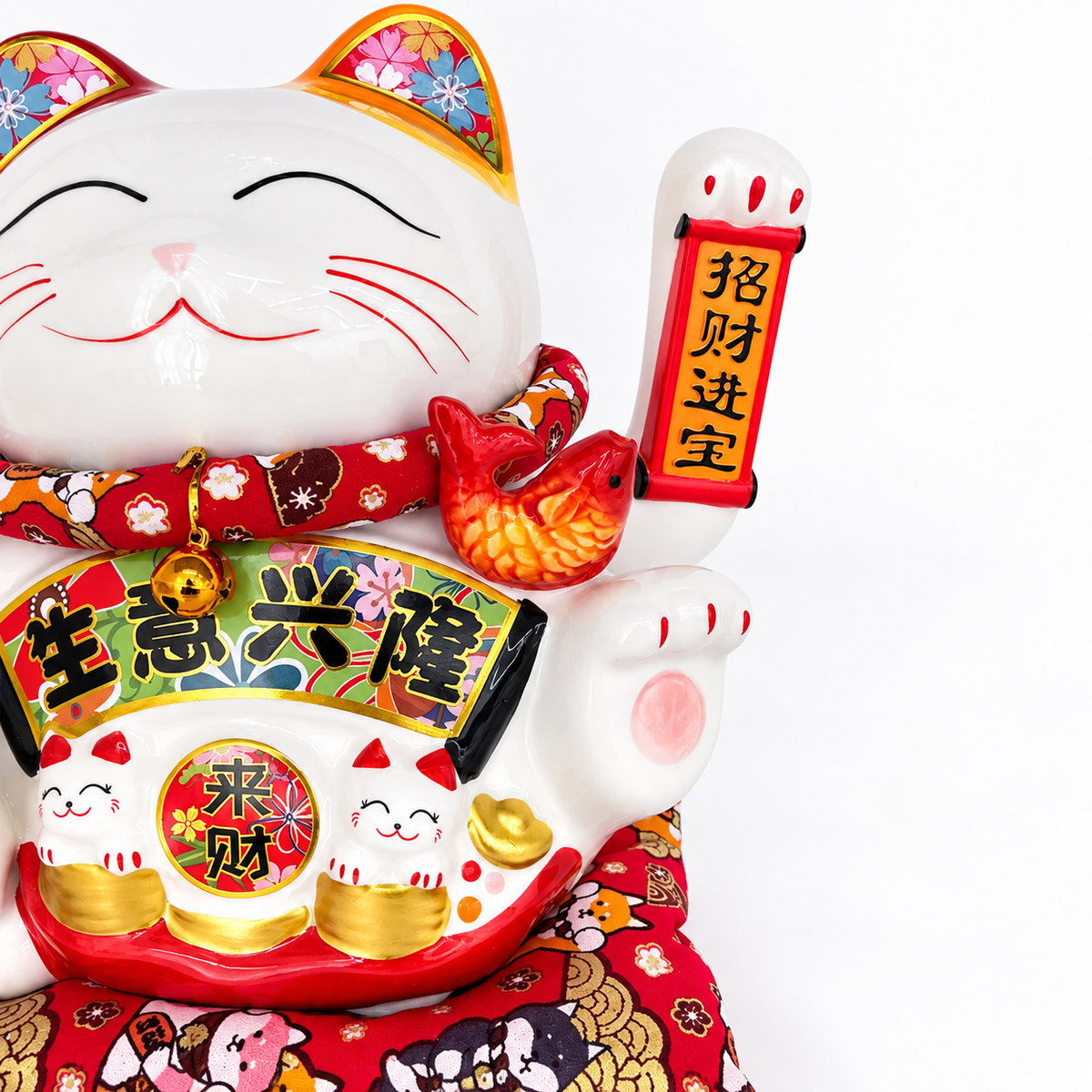 10' Lucky Cat (Swing) Crystal Ball Sheng Yi Xing Long-FBA136#2