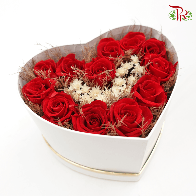 Forever Love -Heart Shape Preserved Flower Box-Pudu Ria Florist-prflorist.com.my