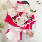 Hot Pink Theme Flower Arrangement (In Vase/ Hand Bouquet)-Hand Bouquet-Pudu Ria Florist-prflorist.com.my