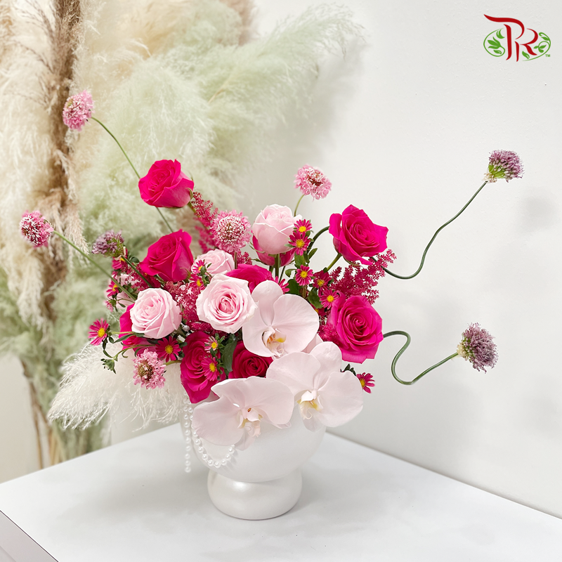 Hot Pink Theme Flower Arrangement (In Vase/ Hand Bouquet)-In Vase-Pudu Ria Florist-prflorist.com.my