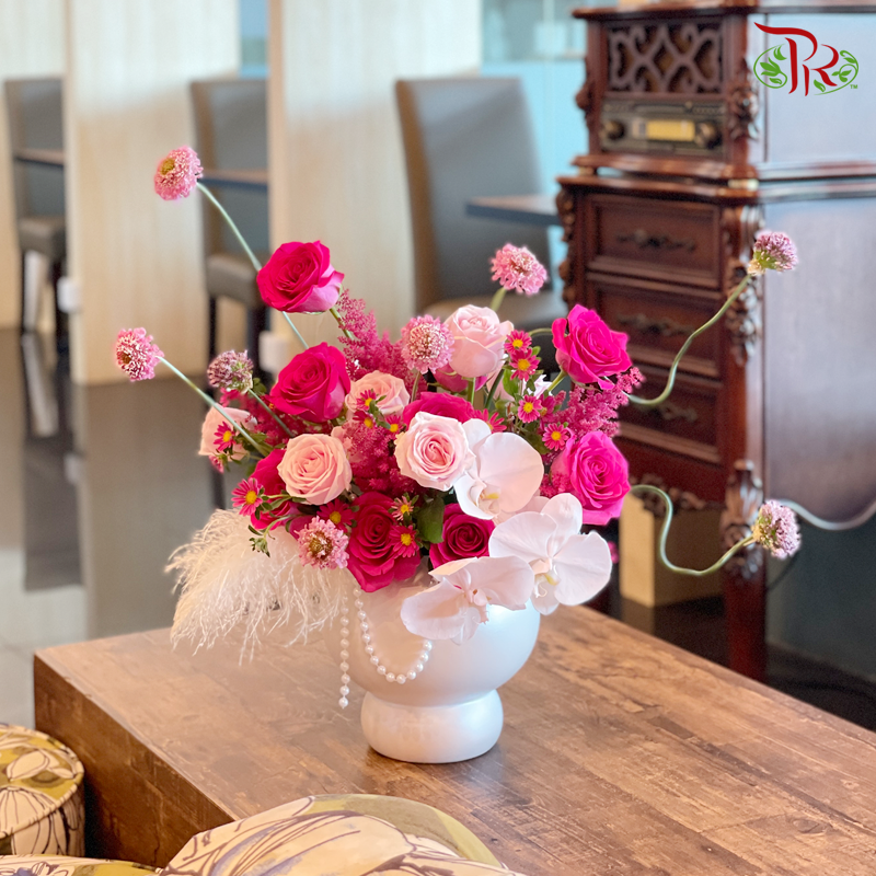 Hot Pink Theme Flower Arrangement (In Vase/ Hand Bouquet)-Pudu Ria Florist-prflorist.com.my