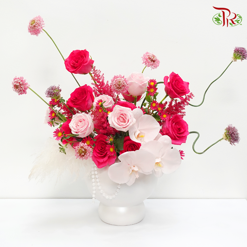 Hot Pink Theme Flower Arrangement (In Vase/ Hand Bouquet)-Pudu Ria Florist-prflorist.com.my
