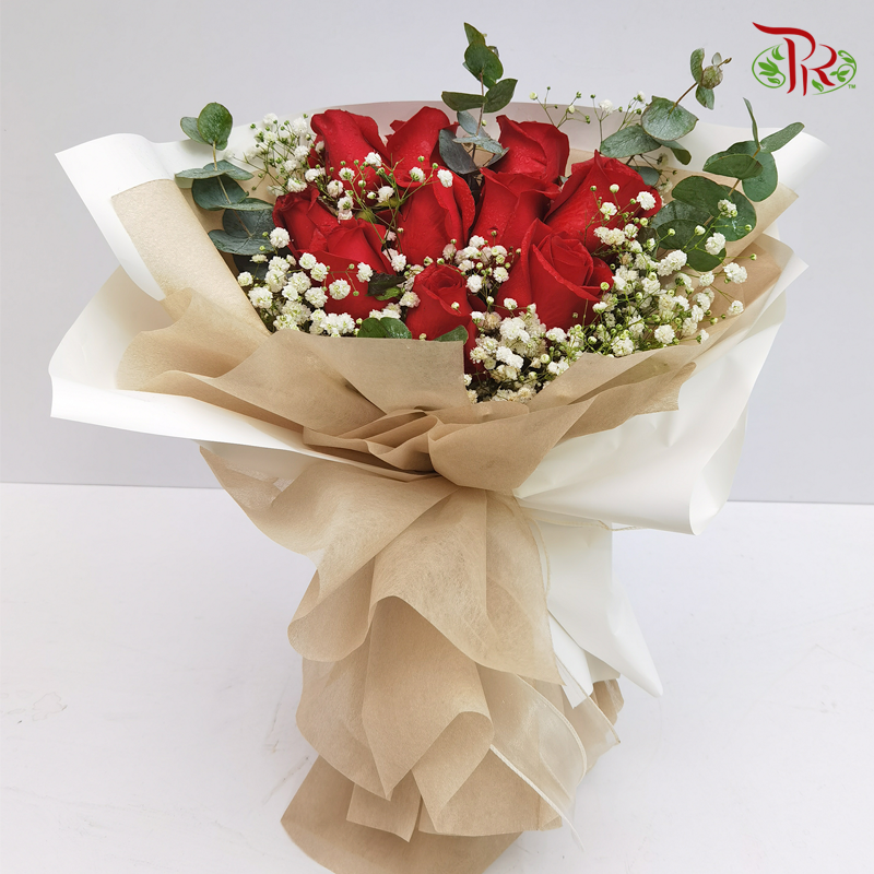 Imported Red Rose Flower Arrangement (10 stems)-Pudu Ria Florist-prflorist.com.my