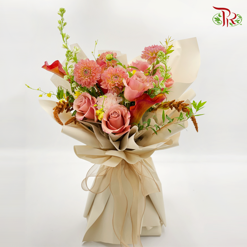 Ravishing Dahlia & Calla Lily Bouquet (M size)-Pudu Ria Florist-prflorist.com.my