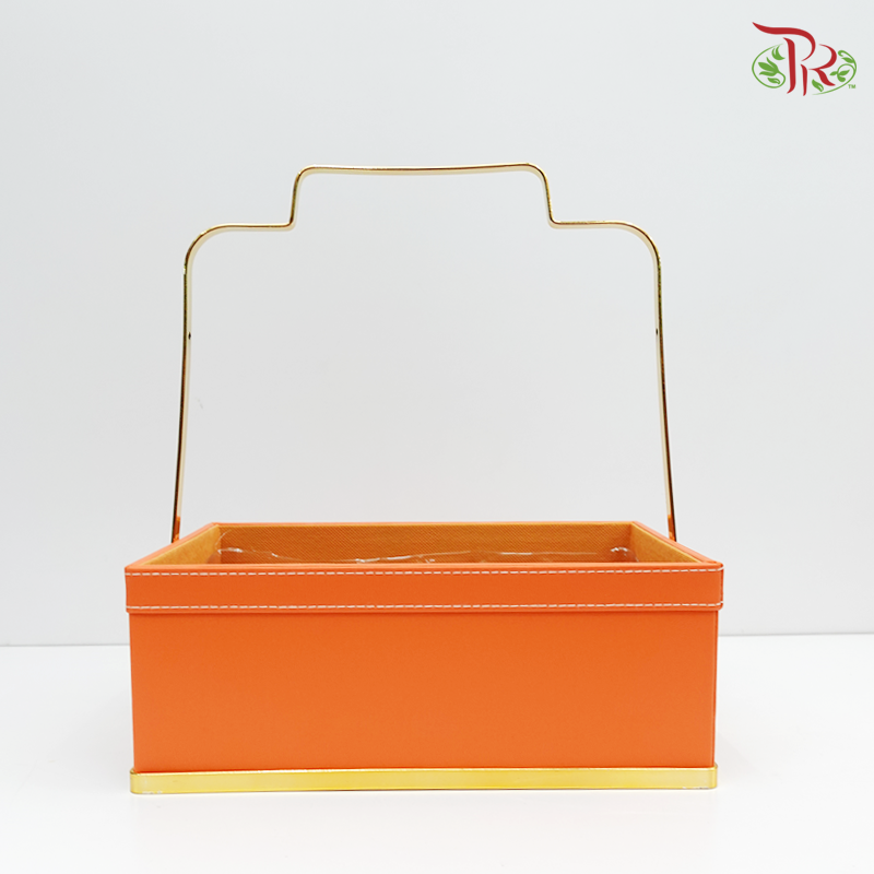 Rectangular Flower Box with Gold Colour Handle WFL109PZ-Pudu Ria Florist-prflorist.com.my