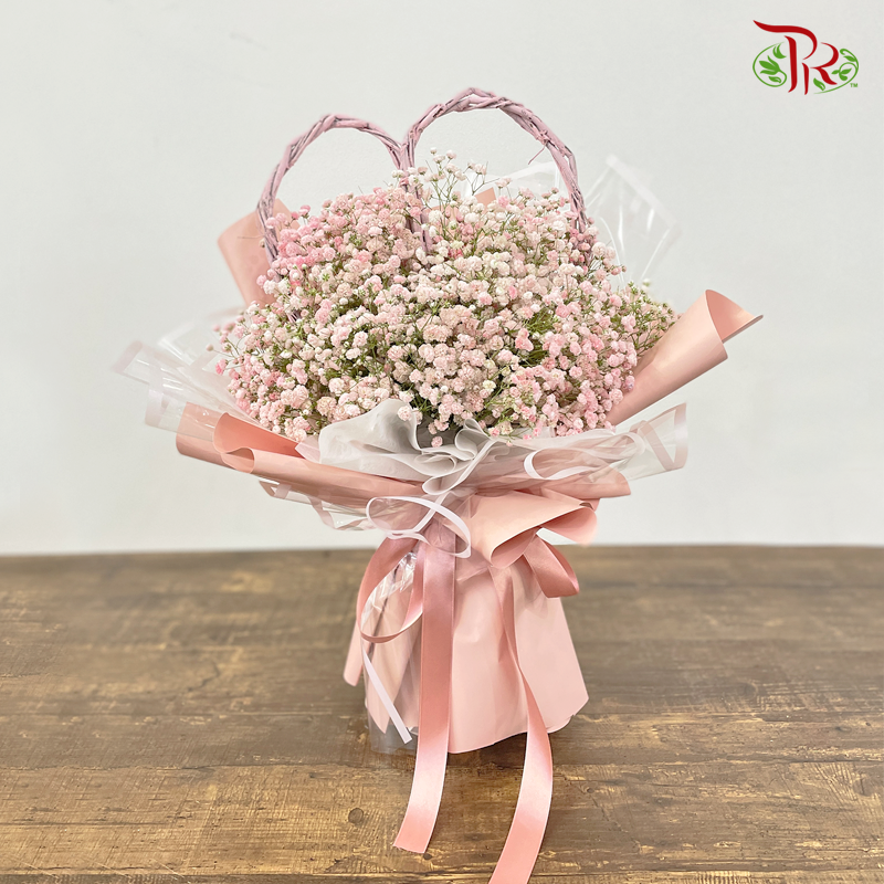 V6- Baby's Breath Hand Bouquet (Medium Size Hand Bouquet)-Pudu Ria Florist-prflorist.com.my