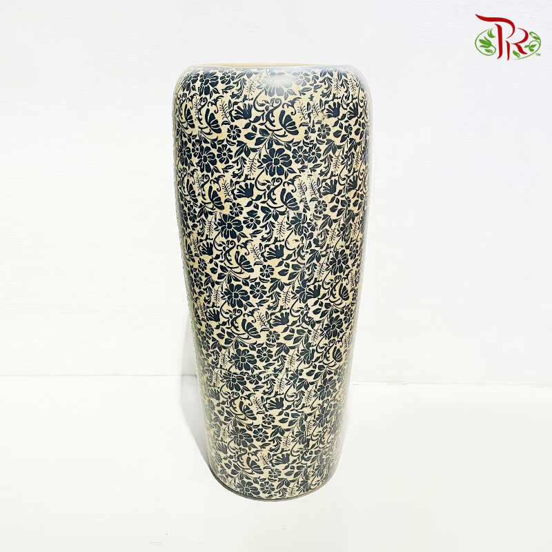 Vintage Vase Printed With Floral & Foliage
