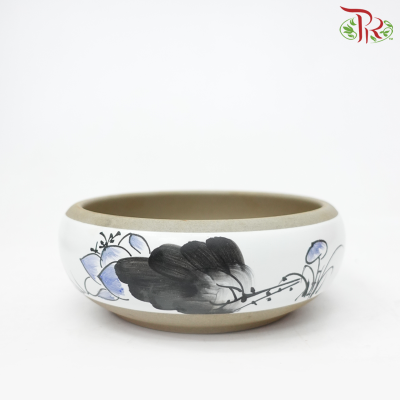 XS - Graphic In White With Light Brown Pot (XS-18028)-Pudu Ria Florist-prflorist.com.my